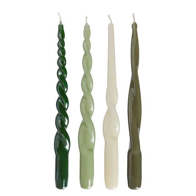 TWISTED SADA SVÍČEK 4 KS 29 CM - ZELENÁ