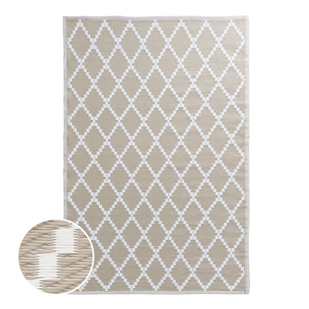 COLOUR CLASH VENKOVNÍ KOBEREC KOSOČTVERCE 180 X 120 CM - PŘÍRODNÍ