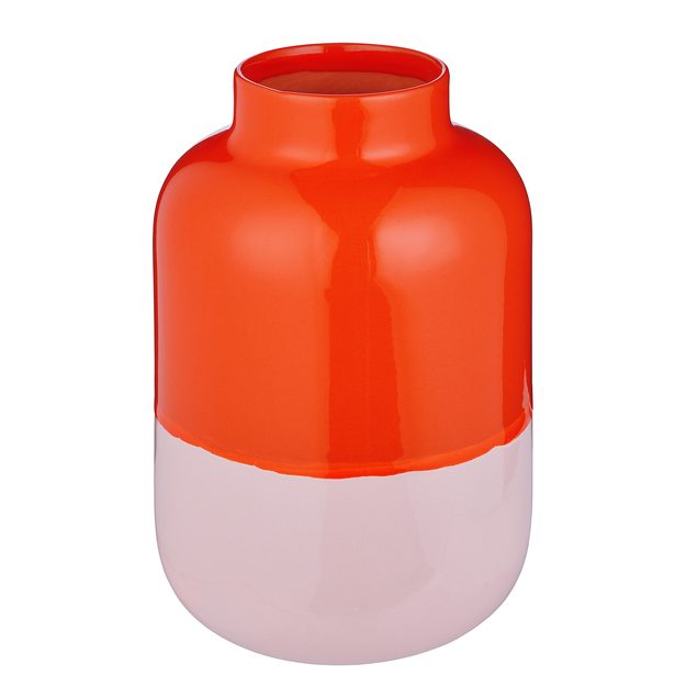 TWO TONE VÁZA 22 CM - ORANŽOVÁ/RŮŽOVÁ