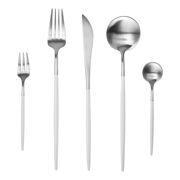 STILETTO PŘÍBORY SET 5 KS - STŘÍBRNÁ/BÍLÁ