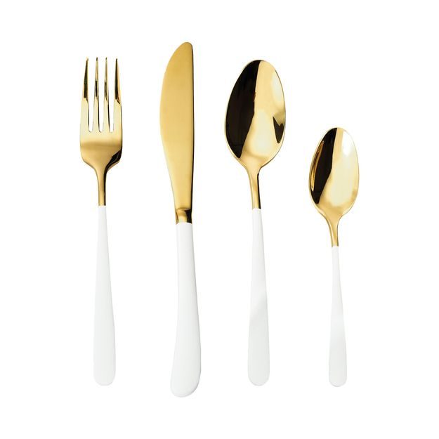 EMPIRE PŘÍBORY SET 4 KS - BÍLÁ/ZLATÁ
