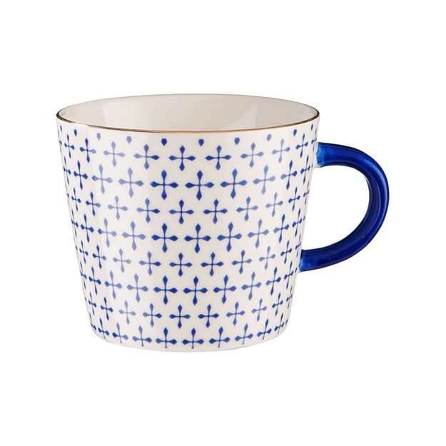 ORNAMENTS HRNEK SE ZLATÝM OKRAJEM 350 ML - TM. MODRÁ/BÍLÁ