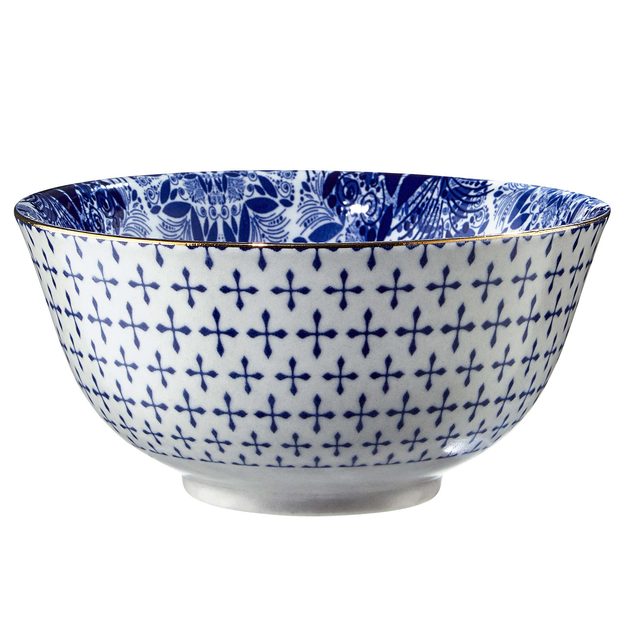 ORNAMENTS MISKA SE ZLATÝM OKRAJEM 520 ML - TM. MODRÁ/BÍLÁ