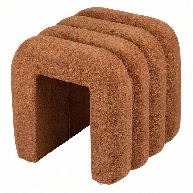 CHENILLE TABURET PLYŠOVÝ 40 CM - TERAKOTA