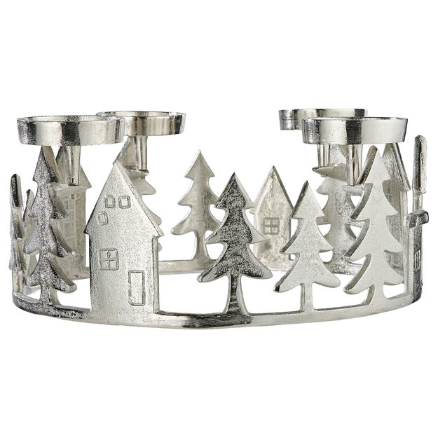 ADVENT ADVENTNÍ VĚNEC DOMEČKY 35 CM - STŘÍBRNÁ