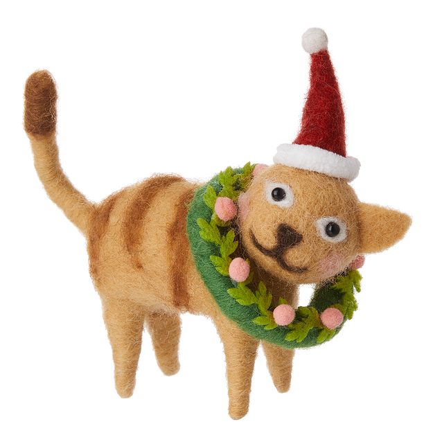 HANG ON PLSTĚNÁ OZDOBA KOČKA S VĚNCEM