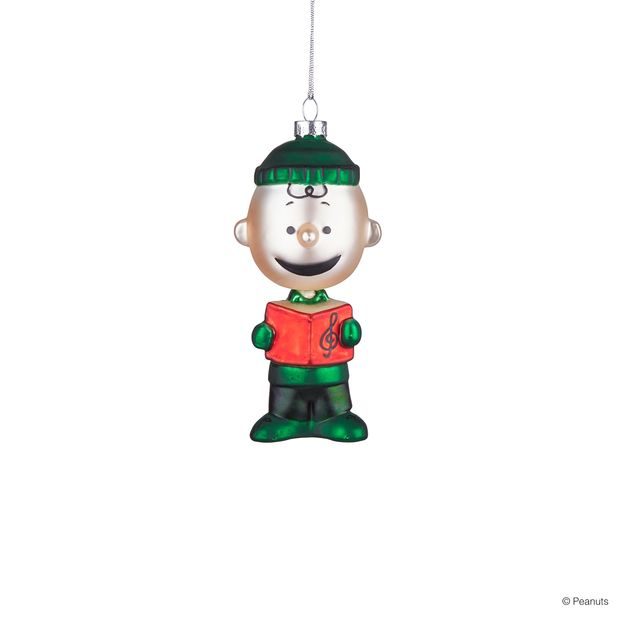 PEANUTS SKLENĚNÁ OZDOBA ZPĚVÁK CHARLIE BROWN