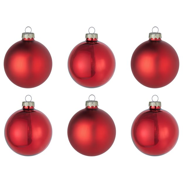 HANG ON SADA SKLENĚNÝCH KOULÍ 8 CM 6 KS - ČERVENÁ