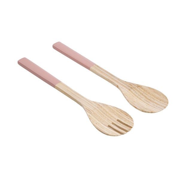 BAMBOO BAMBUSOVÝ PŘÍBOR NA SALÁT 2 KS - PASTELOVĚ RŮŽOVÁ