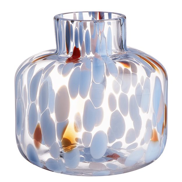 CONFETTI VÁZA SKLENĚNÁ 10 CM - SV. MODRÁ