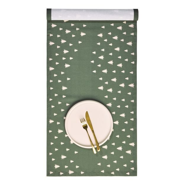 TREES BĚHOUN NA STŮL 160 X 50 CM - TM. ZELENÁ