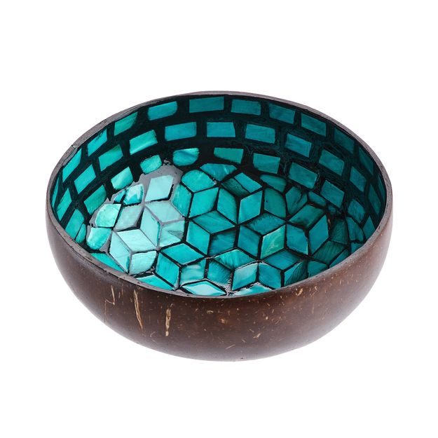 COCONUT DEKORAČNÍ MISKA MOZAIKA 14 CM - ČERNÁ/TYRKYSOVÁ