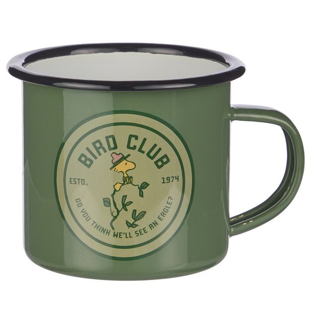 PEANUTS HRNEK SMALTOVANÝ "BIRD CLUB" 380 ML - ZELENÁ