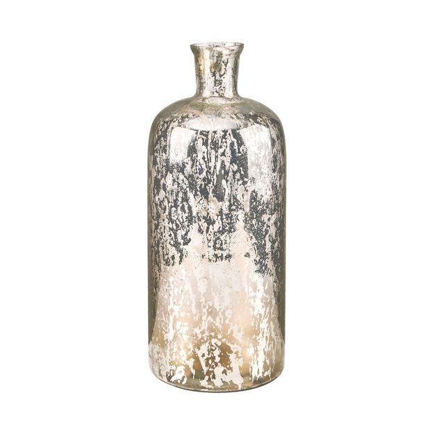 AVA VÁZA SKLENĚNÁ 33 CM - STŘÍBRNÁ