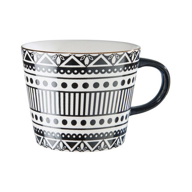 ORNAMENTS HRNEK SE ZLATÝM OKRAJEM 350 ML - ČERNÁ/BÍLÁ