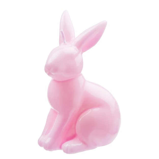 EASTER SVÍČKA LESKLÁ ZAJÍČEK 14 CM - RŮŽOVÁ