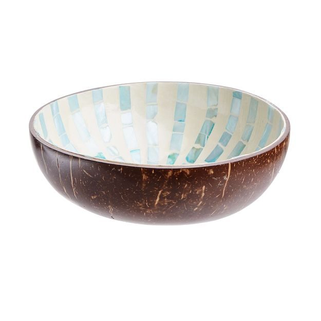 COCONUT DEKORAČNÍ MISKA PRUHY 14 CM - BÍLÁ/SV.MODRÁ