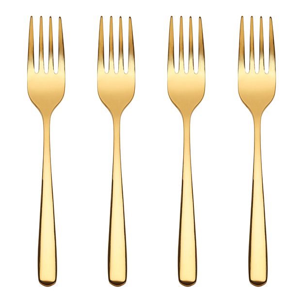QUEENS DEZERTNÍ VIDLIČKY SET 4 KS - ZLATÁ
