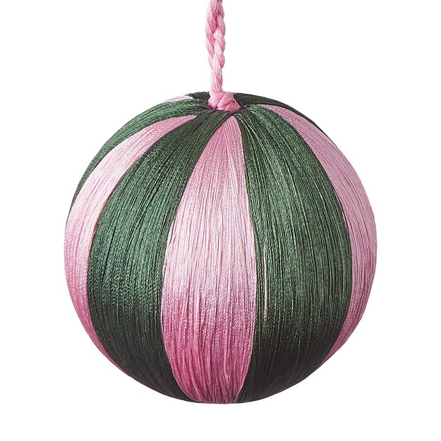 HANG ON VÁNOČNÍ KOULE NITĚ 7 CM - ZELENÁ/RŮŽOVÁ