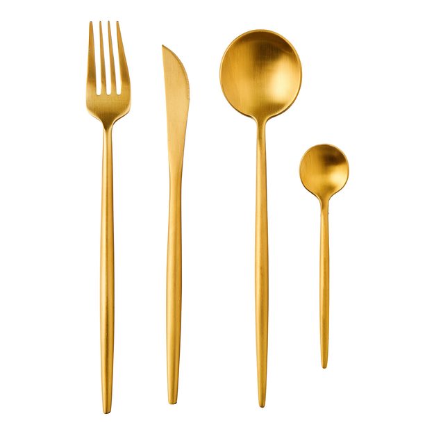 STILETTO PŘÍBORY MATNÉ SET 4 KS - ZLATÁ