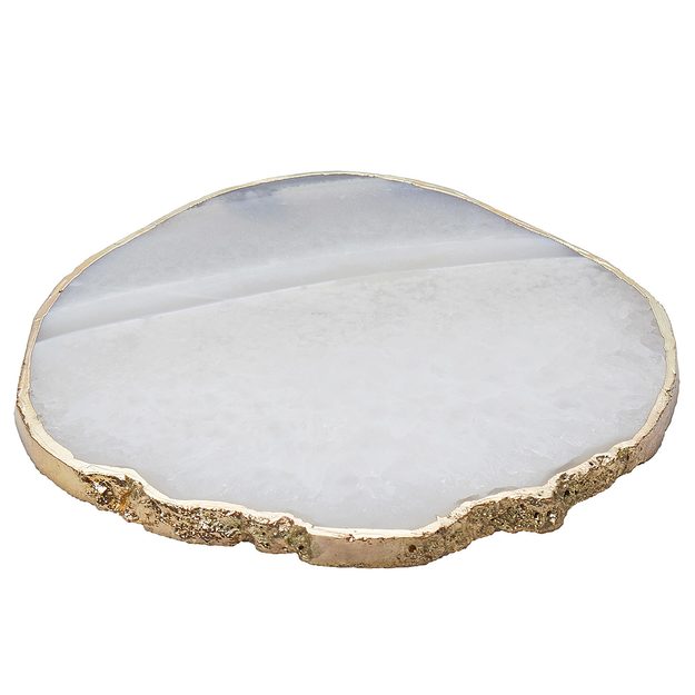 CRYSTAL PODTÁCEK Z DRAHÝCH KAMENŮ 10 CM - BÍLÁ