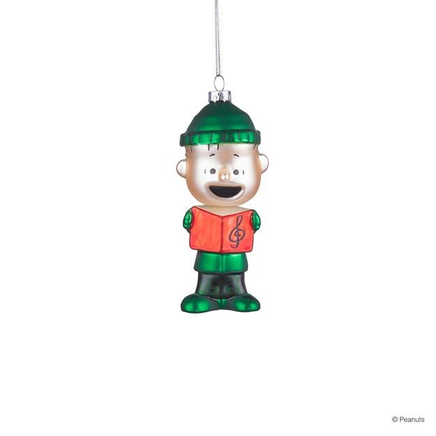 PEANUTS SKLENĚNÁ OZDOBA ZPĚVÁK LINUS