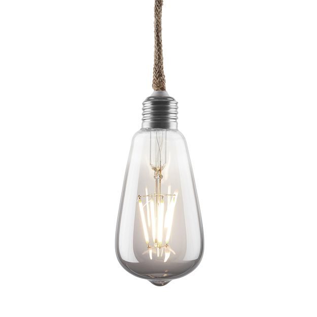 BULB LIGHT LED ŽÁROVKA S JUTOVÝM LANEM 110 CM - STŘÍBRNÁ