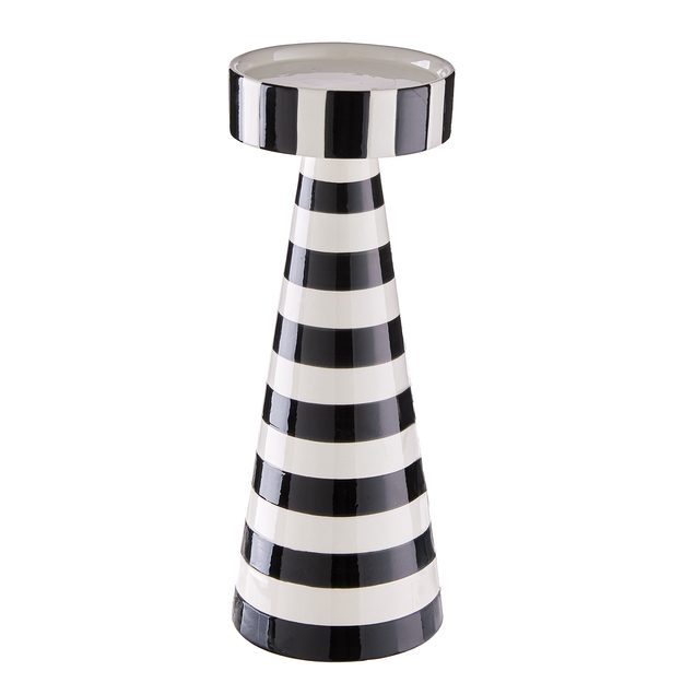 STRIPES SVÍCEN NA SLOUPOVOU SVÍČKU 25 CM - ČERNÁ/BÍLÁ