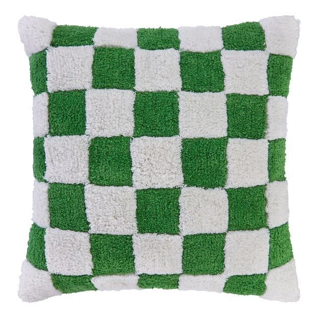 CHECKER STYLE POLŠTÁŘ 50 X 50 CM - ZELENÁ