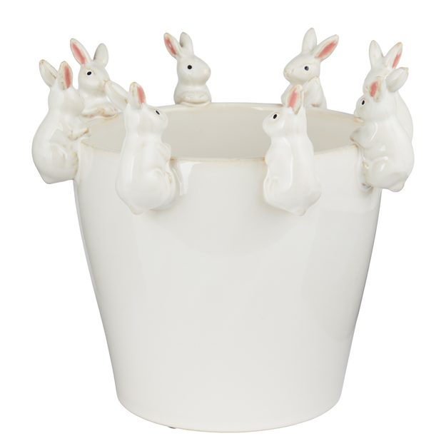 CIRCLE OF FRIENDS KVĚTINÁČ ZAJÍČCI 22 CM - BÍLÁ