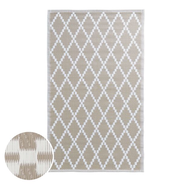 COLOUR CLASH VENKOVNÍ KOBEREC KOSOČTVERCE 150 X 90 CM - PŘÍRODNÍ