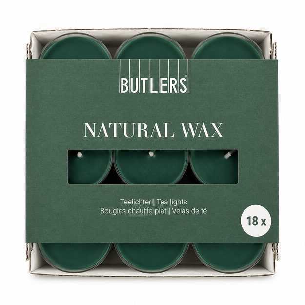 NATURAL WAX ČAJOVÉ SVÍČKY 18 KS - TM. ZELENÁ