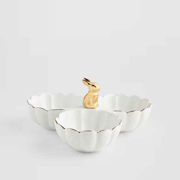 HOME & YOU SERVÍROVACÍ TROJMISKA KRÁLÍK - BÍLÁ/ZLATÁ