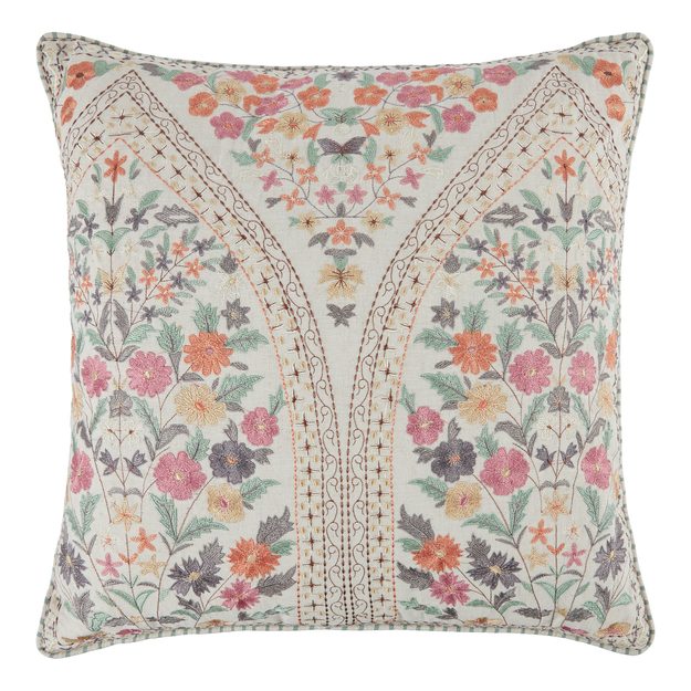 BOHEMIAN POLŠTÁŘ KVĚTINY 50 X 50 CM - PŘÍRODNÍ