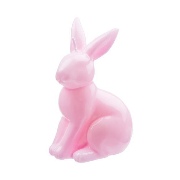 EASTER SVÍČKA LESKLÁ ZAJÍČEK 14 CM - RŮŽOVÁ