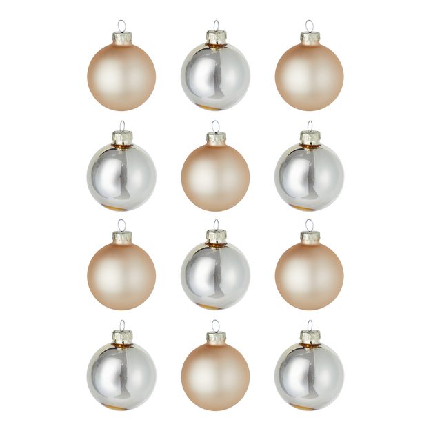 HANG ON SADA SKLENĚNÝCH KOULÍ 6 CM 12 KS - BÉŽOVÁ