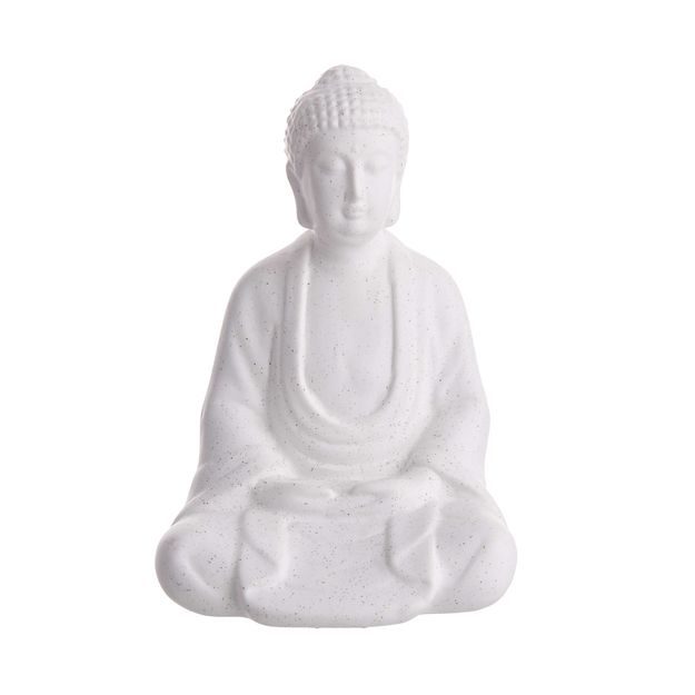 BUDDHA SEDÍCÍ BUDDHA 22 CM - BÍLÁ