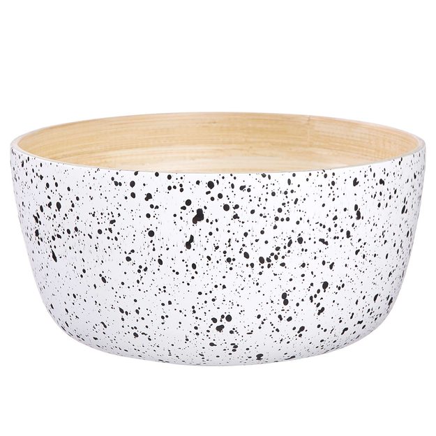 BAMBOO MISKA TEČKOVANÝ VZOR 20 CM - BÍLÁ/ČERNÁ