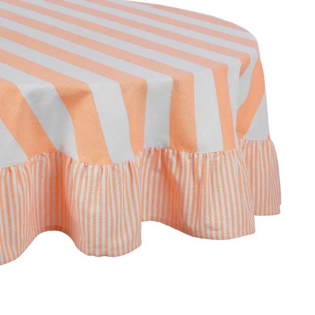 LITTLE ITALY UBRUS KULATÝ 180 CM - ORANŽOVÁ/BÍLÁ