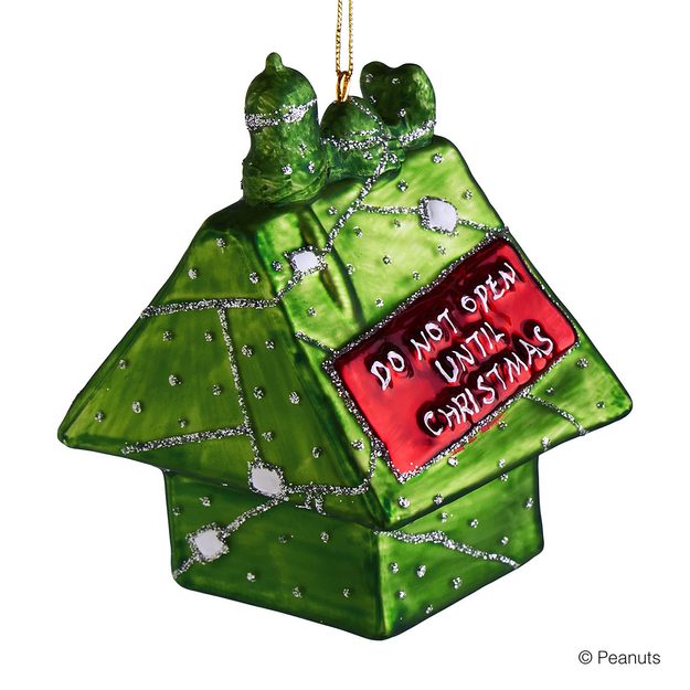 PEANUTS SKLENĚNÁ OZDOBA SNOOPY ZABALENÝ