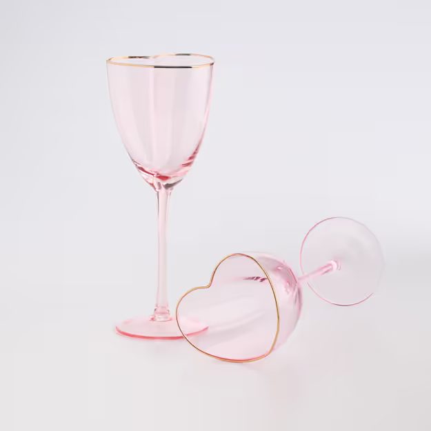 HOME & YOU SADA SKLENIC NA VÍNO SRDCE 330 ML 2 KS - RŮŽOVÁ