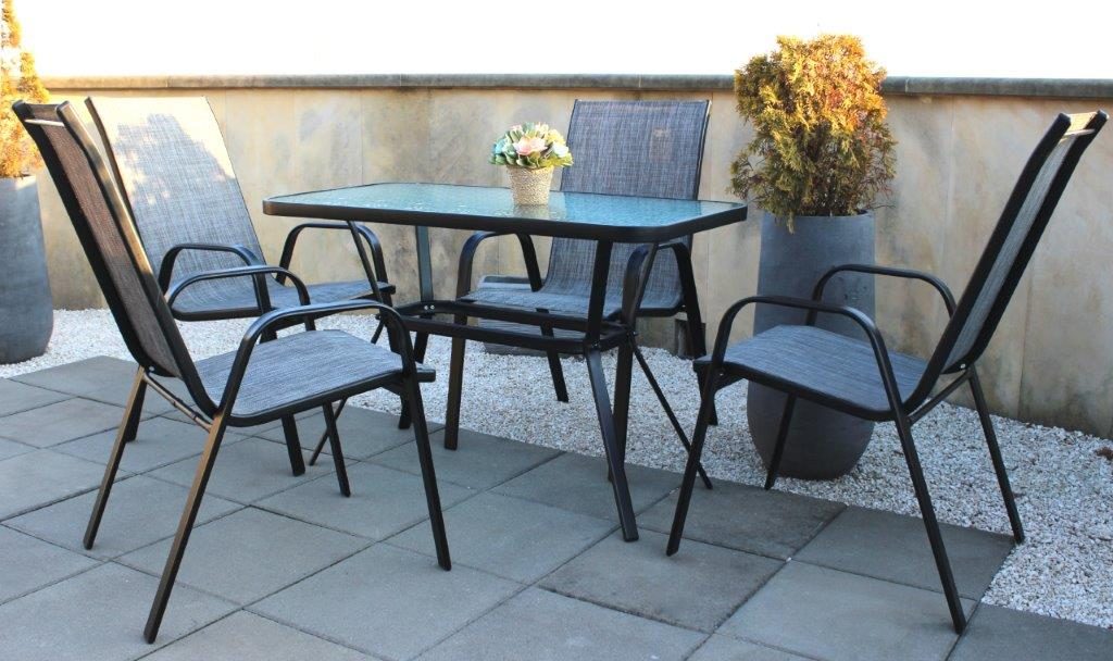 Zahradní sestava Neo, 4 židle + stůl s otvorem na slunečník - Zahradní set  nábytku – pohovky, křesla i stoly v jednom stylu - PrimaŽidle.cz