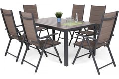 Zahradní set Ibiza se 6 židlemi a stolem 150 cm, šedý/taupe