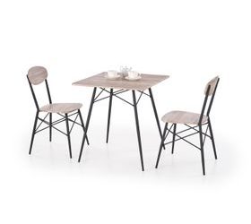 Jídelní sestava Kabir, čtvercový stůl + 2 židle, dub san remo/černý