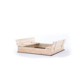 Dřevěné uzavíratelné pískoviště s lavičkami Sunny, surové - 120 cm