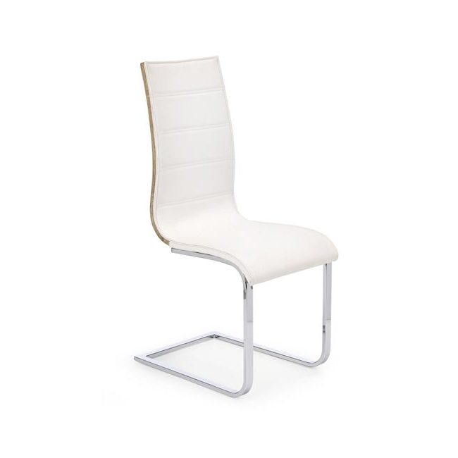 Jídelní židle K104, bílá/dub sonoma, eko kůže