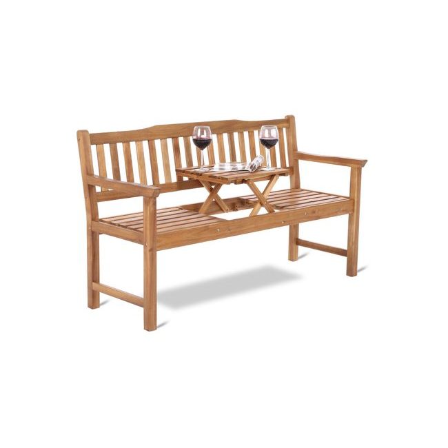 Zahradní dřevěná lavice Akacja, s výsuvným stolečkem
