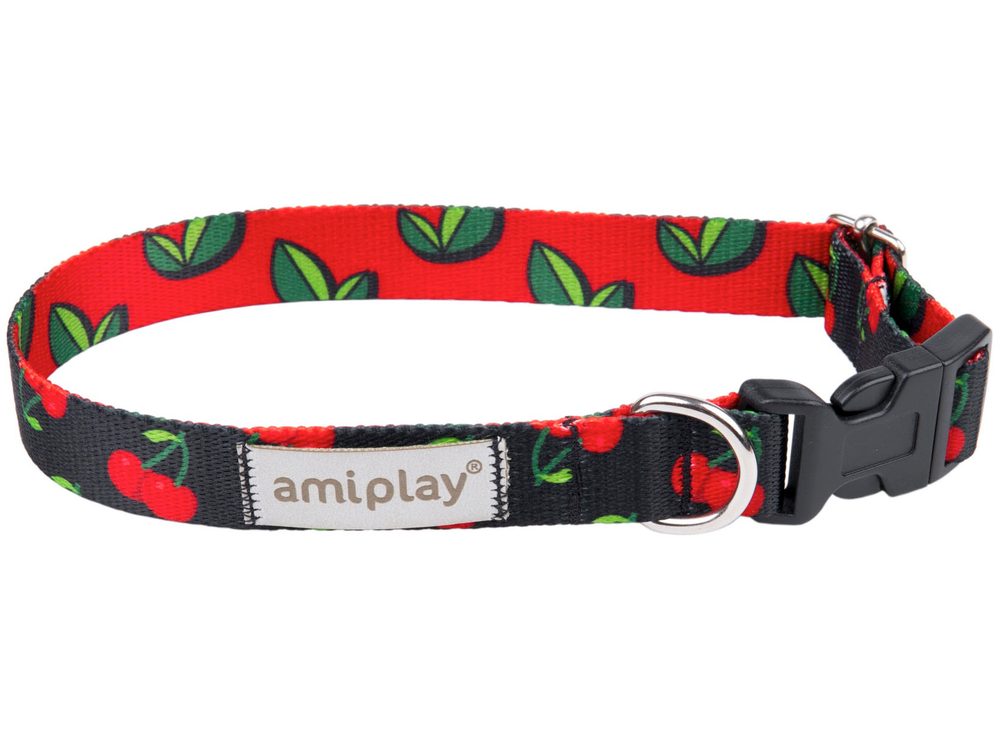 Amiplay Obojek nastavitelný BeHappy Cherry | Obojky pro psy - L