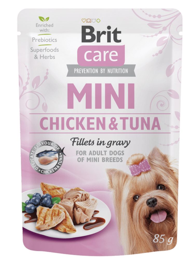 Brit Care Dog kapsička Mini Chicken & Tuna fillets in gravy 85 g | Kapsička pro psy
