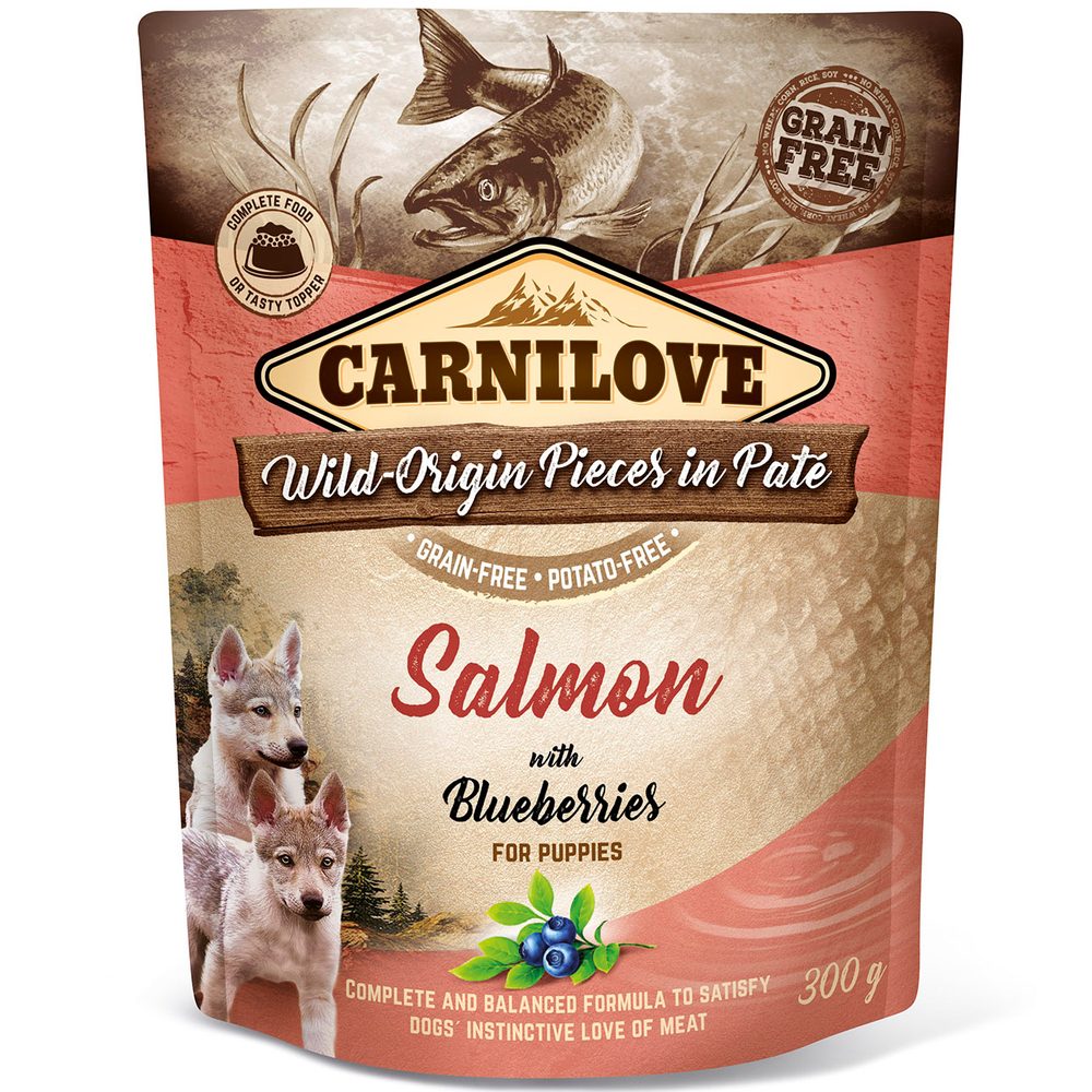 Carnilove Dog Pouch Paté Salmon with Blueberries for Puppies 300 g | Kapsička pro psy